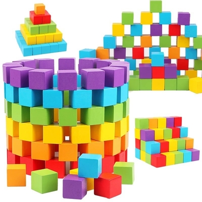 Particelle elementari di legno variopinte Toy Baby Color dei cubi e giocattoli educativi di legno di forma geometrica per Chil