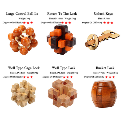 Gioco di legno di puzzle di quoziente d'intelligenza di Kong Ming Puzzles Set Luban Lock per il giocattolo adulto del gioco di grado dei livelli di Brain Teaser 3 dell'uccisore di tempo dei bambini