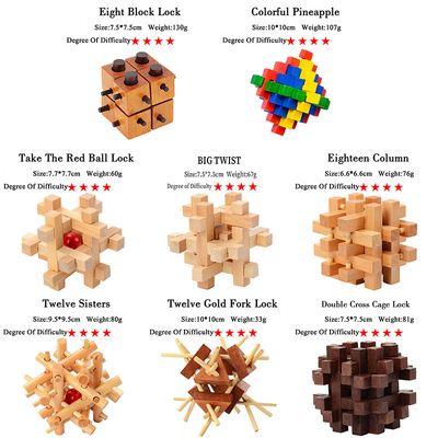 Gioco di legno di puzzle di quoziente d'intelligenza di Kong Ming Puzzles Set Luban Lock per il giocattolo adulto del gioco di grado dei livelli di Brain Teaser 3 dell'uccisore di tempo dei bambini