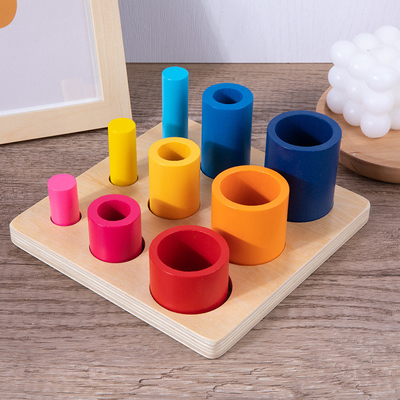 L'istruzione iniziale di legno che pensa il blocco rotondo sviluppa il giocattolo montato quadrato di coordinazione del bambino di intelligenza dei bambini