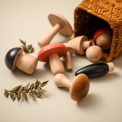 Il fungo modella i blocchi di legno per i bambini educativi