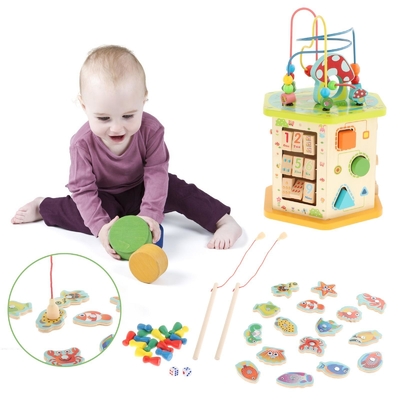Grande cubo di legno di attività di Montessori per l'infante del bambino dei bambini del nuovo anno