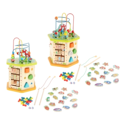 Grande cubo di legno di attività di Montessori per l'infante del bambino dei bambini del nuovo anno
