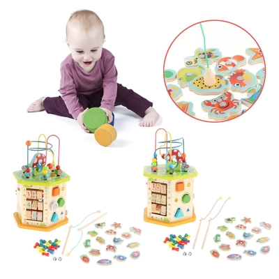 Grande cubo di legno di attività di Montessori per l'infante del bambino dei bambini del nuovo anno