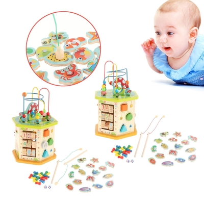 Grande cubo di legno di attività di Montessori per l'infante del bambino dei bambini del nuovo anno