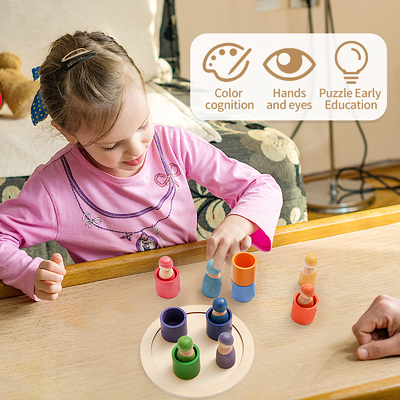 Blocchetto di legno educativo dell'arcobaleno di Montessori che conta i bambini di puzzle del gioco