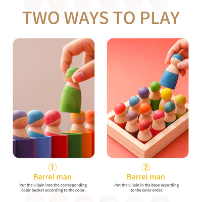 Blocchetto di legno educativo dell'arcobaleno di Montessori che conta i bambini di puzzle del gioco