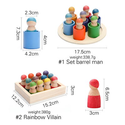 Blocchetto di legno educativo dell'arcobaleno di Montessori che conta i bambini di puzzle del gioco