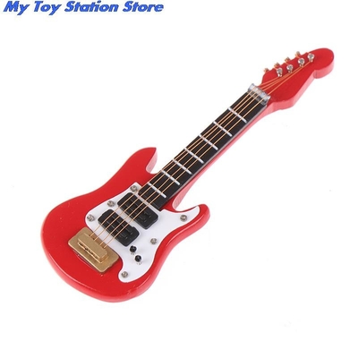 Chitarra elettrica miniatura di musica della casa delle bambole di 1:12 per i bambini Toy House Decor musicale
