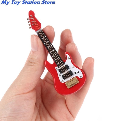 Chitarra elettrica miniatura di musica della casa delle bambole di 1:12 per i bambini Toy House Decor musicale