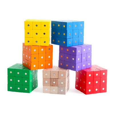 Blocchetti magnetici 10pc 2X2X2cm dell'arcobaleno quadrato educativo del cubo di legno