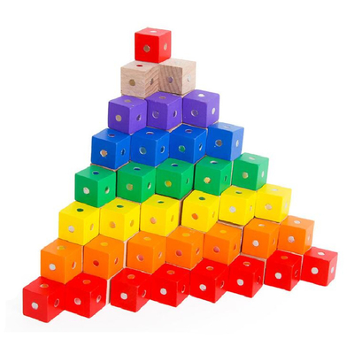 Blocchetti magnetici 10pc 2X2X2cm dell'arcobaleno quadrato educativo del cubo di legno
