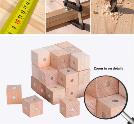 Blocchetti magnetici 10pc 2X2X2cm dell'arcobaleno quadrato educativo del cubo di legno