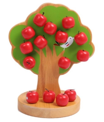 I giocattoli di legno del bambino di Montessori di melo per i bambini selezionano la frutta educativa