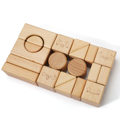 giocattoli di legno Montessori naturale dei blocchetti di Burlywood del faggio 20pcs che impara istruzione