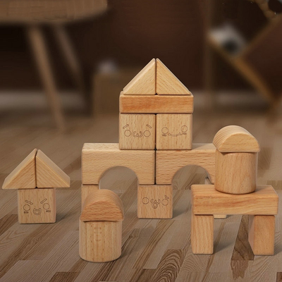giocattoli di legno Montessori naturale dei blocchetti di Burlywood del faggio 20pcs che impara istruzione