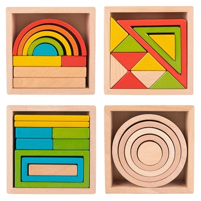 Il puzzle di legno di incastramento dell'impilatore blocca Montessori che impila il gioco per la scuola materna