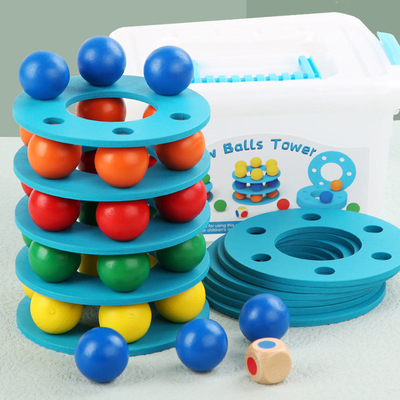 Il bambino di legno unisex di Montessori gioca i bambini che impilano il gioco