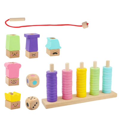 1 giocattolo interattivo del mucchio dell'insieme del cerchio del gioco dei bambini di legno di puzzle