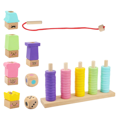 1 giocattolo interattivo del mucchio dell'insieme del cerchio del gioco dei bambini di legno di puzzle