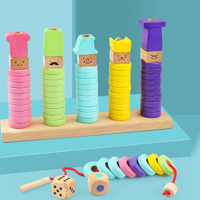 1 giocattolo interattivo del mucchio dell'insieme del cerchio del gioco dei bambini di legno di puzzle