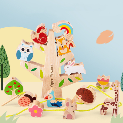 Equilibrio animale di legno che impila l'albero naturale Toy For Preschool del gioco