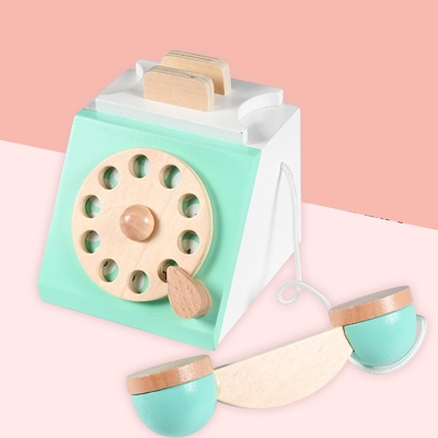 Retro telefono Playset Toy For Children educativo di legno di simulazione