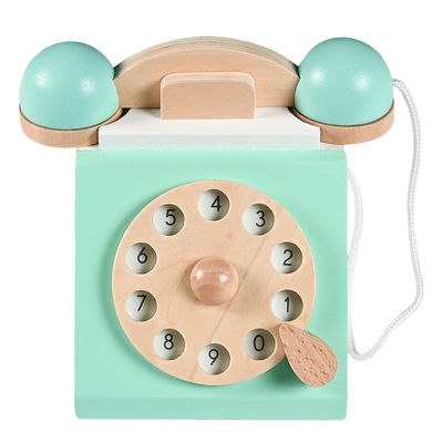 Retro telefono Playset Toy For Children educativo di legno di simulazione
