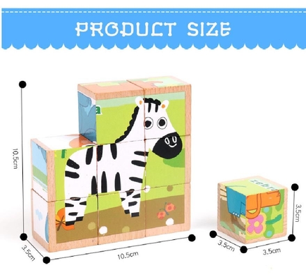 cubi a sei facce educativi delle particelle elementari di legno 3D per i bambini
