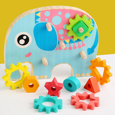 Progettazione animale di Owl Gear Block Wood Creative dell'elefante intelligente