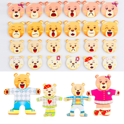 vestito animale di legno dall'orso del coniglio del fumetto dei puzzle 72pcs