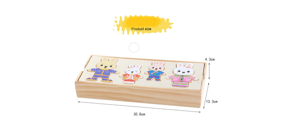 vestito animale di legno dall'orso del coniglio del fumetto dei puzzle 72pcs