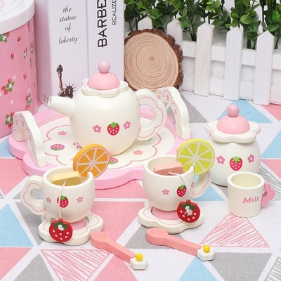 Tè di pomeriggio bianco creativo dell'insieme di legno della cucina di simulazione del limone