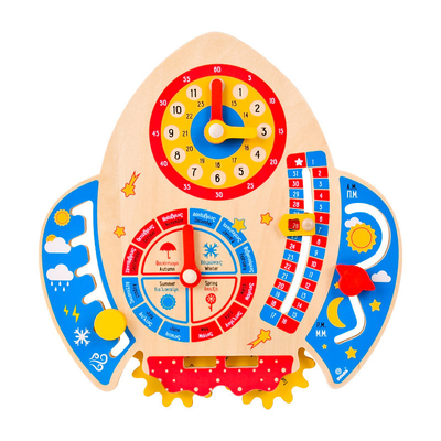 Bambini di legno di Rocket Clock Calendar Montessori For del fumetto