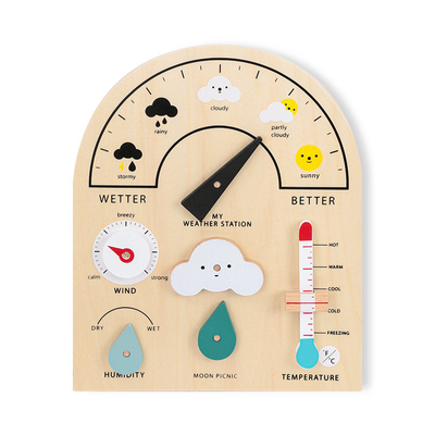 Bordo di legno di Toy Weather Forecast Holiday Calendar della stazione metereologica