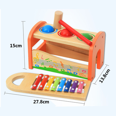 Tabella di legno di percussione dell'arcobaleno del fumetto per istruzione iniziale dei bambini