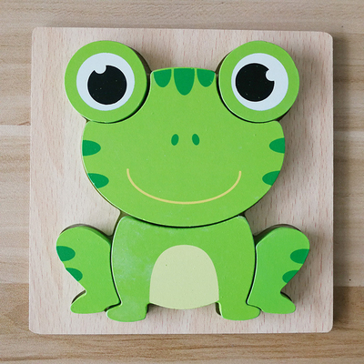 Istruzione iniziale del fumetto dei bambini animali di legno di puzzle 3D conoscitiva