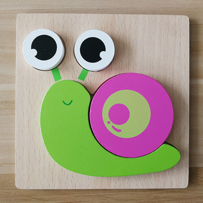 Istruzione iniziale del fumetto dei bambini animali di legno di puzzle 3D conoscitiva