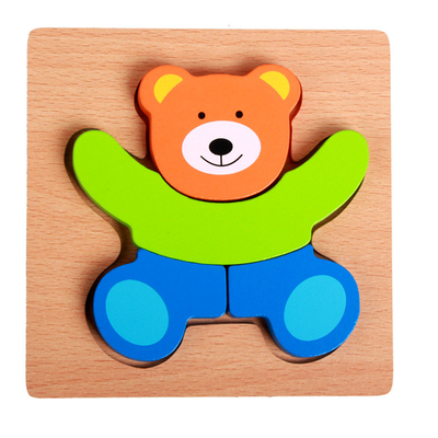 Istruzione iniziale del fumetto dei bambini animali di legno di puzzle 3D conoscitiva