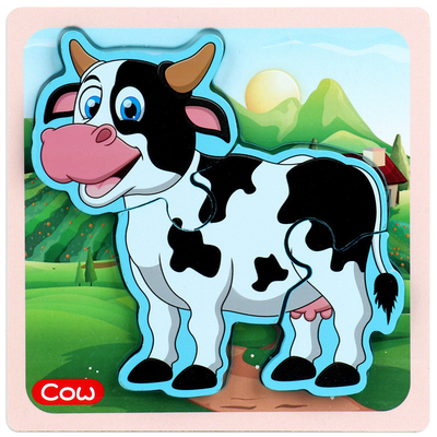 Istruzione iniziale del fumetto dei bambini animali di legno di puzzle 3D conoscitiva