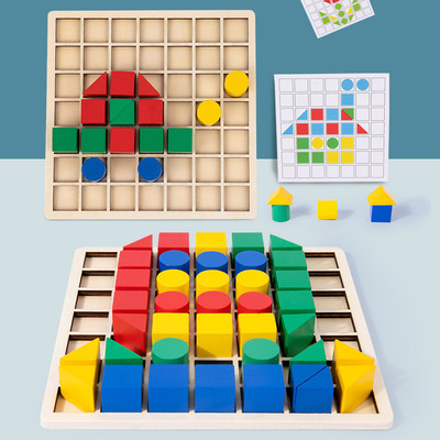 Bambini d'istruzione di Montessori di puzzle di legno creativo del blocco presto educativi