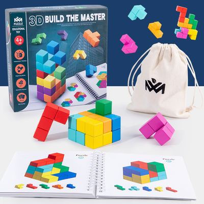 Istruzione iniziale di legno di costruzione di pensiero creativo dello spazio di puzzle matrice del cubo