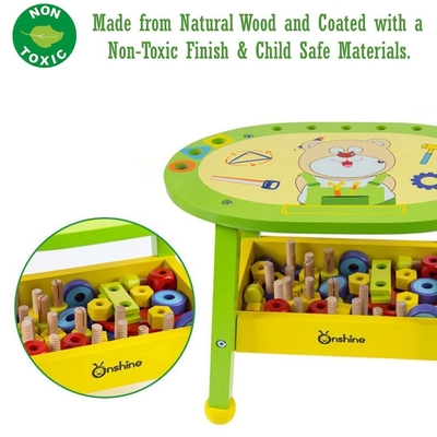 Assemblea di dado di legno della chiave di puzzle della Tabella dello strumento dell'orso del fumetto dei bambini