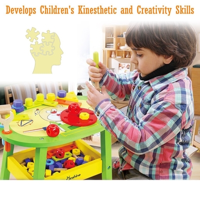 Assemblea di dado di legno della chiave di puzzle della Tabella dello strumento dell'orso del fumetto dei bambini