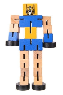 Modello del gioco di mani del blocchetto di Toy Puzzle Deformed Wooden Robot dei bambini