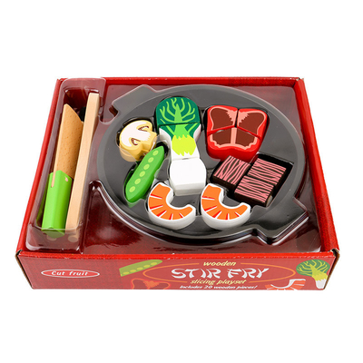 La cucina miniatura di legno del wok di verdure dello stufato di castrato ha messo i bambini educativi