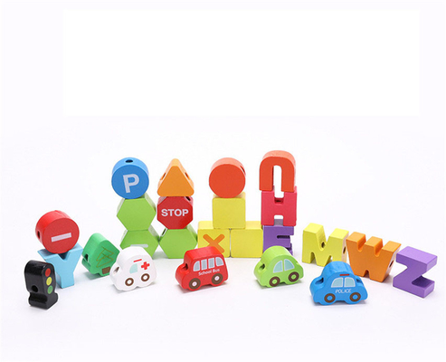 gioco in rilievo della corda di traffico urbano 75Pcs della lettera di legno di numero che mette insieme infilatura