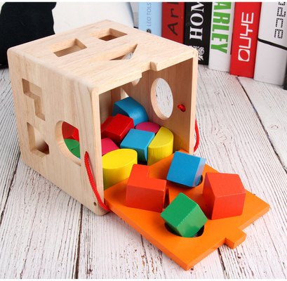 I 16 bambini di legno della scatola di intelligenza del foro colorano l'AIDS di corrispondenza di forma conoscitiva