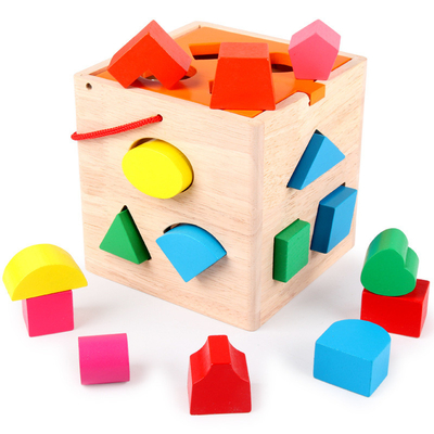 I 16 bambini di legno della scatola di intelligenza del foro colorano l'AIDS di corrispondenza di forma conoscitiva