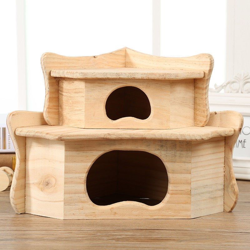 Casetta di legno di colore beige dell'OEM per il criceto